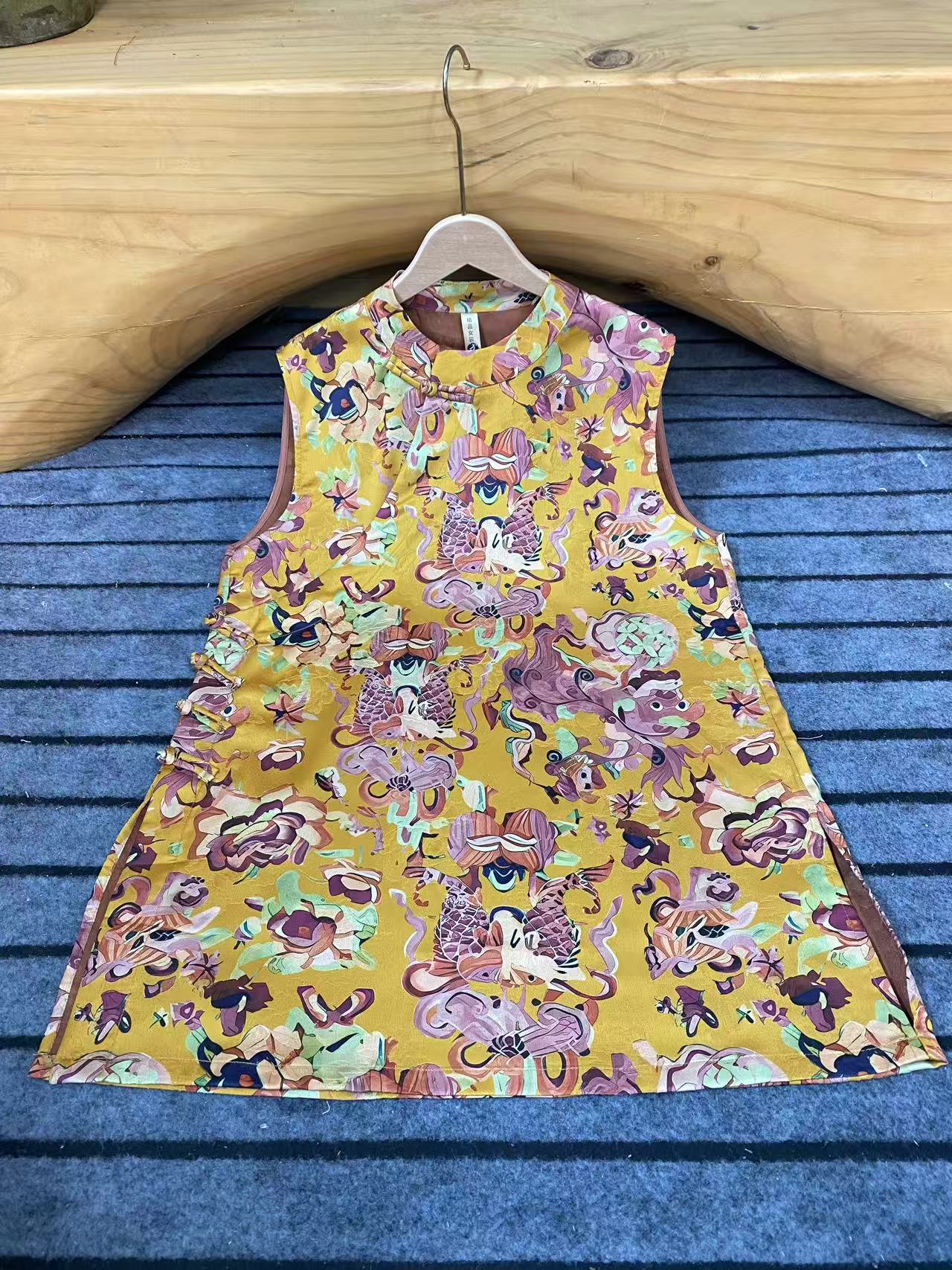 醒狮 新中式国风花萝提花夏季时尚百搭修身显瘦日常奥黛 T恤