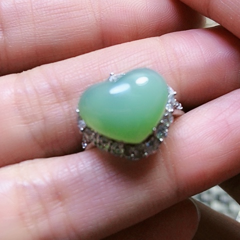 和田玉戒指银S925镶嵌