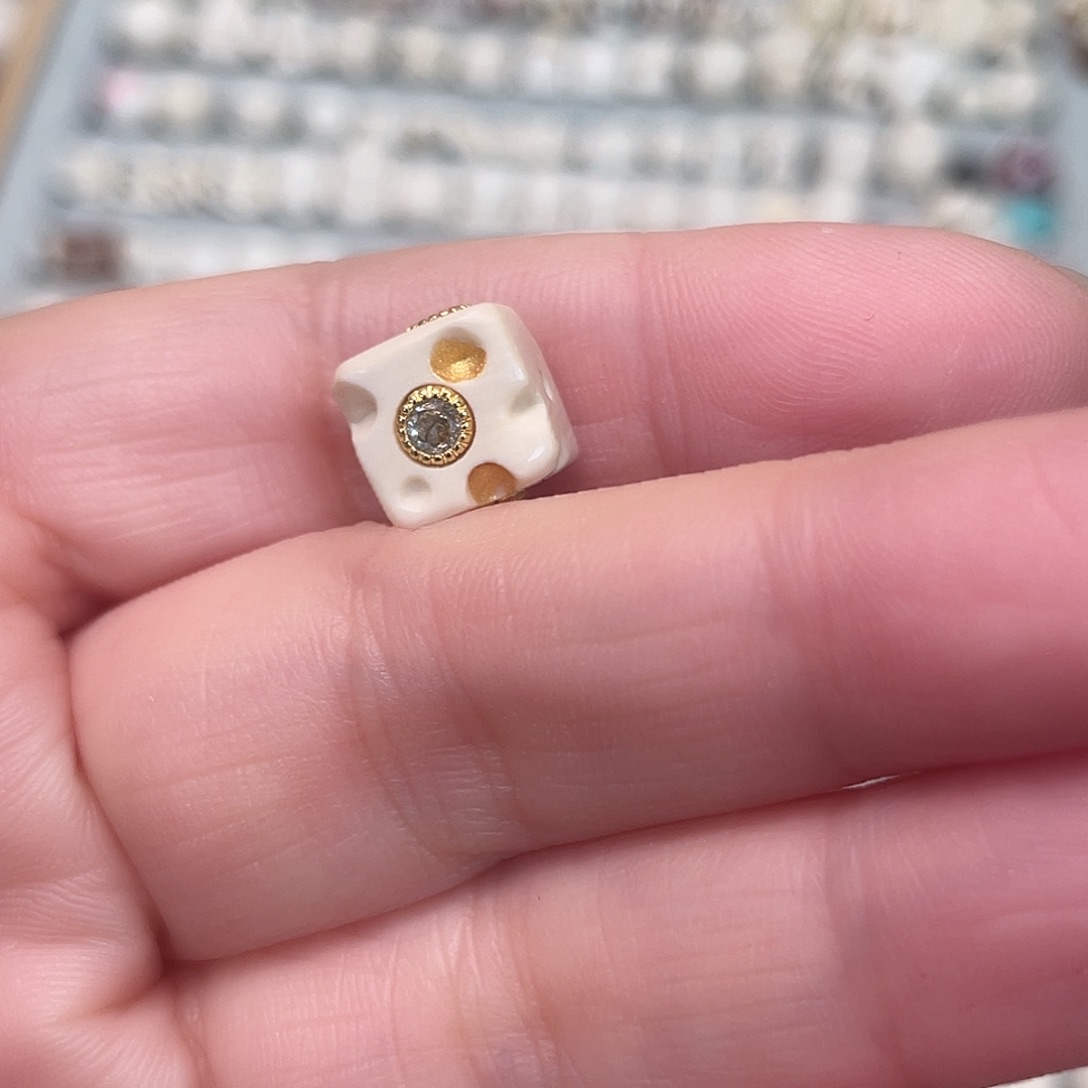 猛犸象牙手串/手链/手镯圆奶酪方镶嵌款