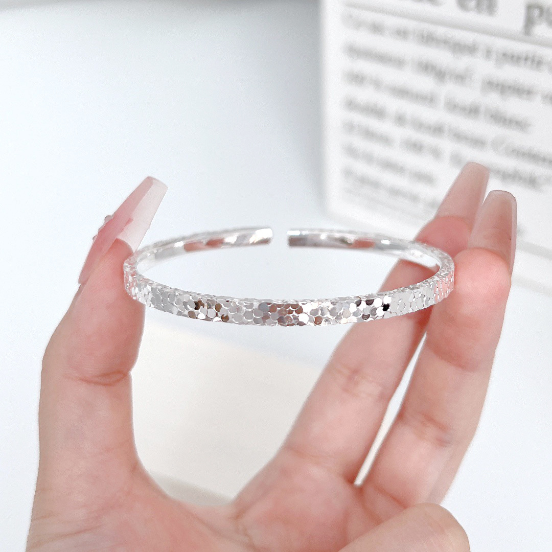 999.9银三面碎碎冰女时尚高级感开口镯