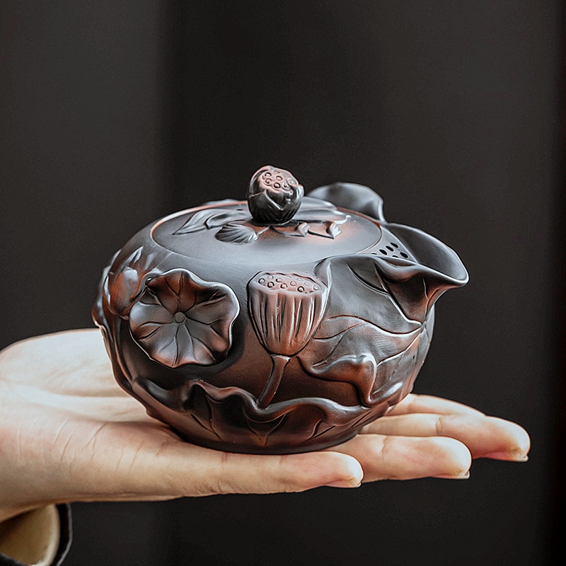 紫陶茶壶泡茶专用单个手抓壶家用陶瓷手工泡茶壶茶水分离茶具高档