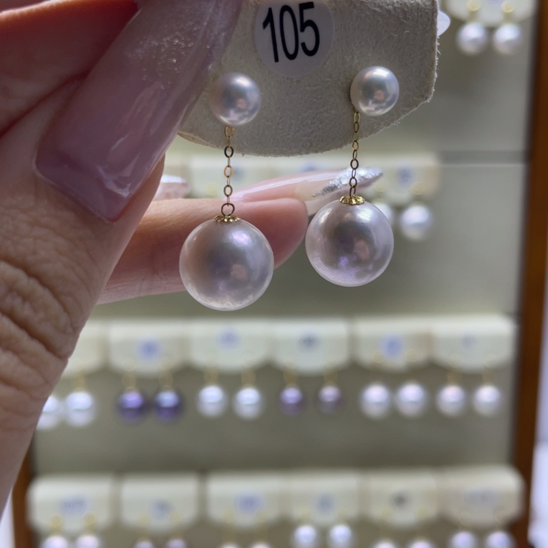 淡水珍珠耳饰18K金镶嵌