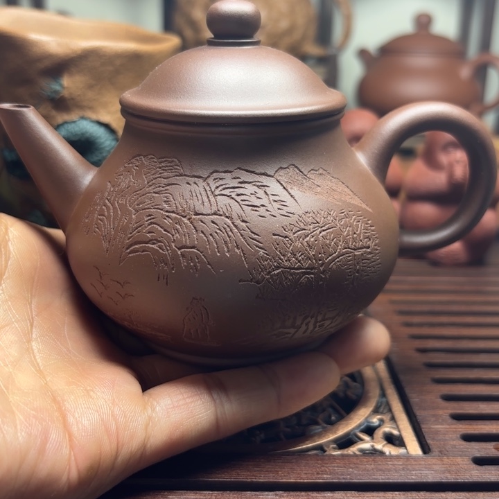 紫砂茶壶紫砂壶水平原矿老紫泥220c c