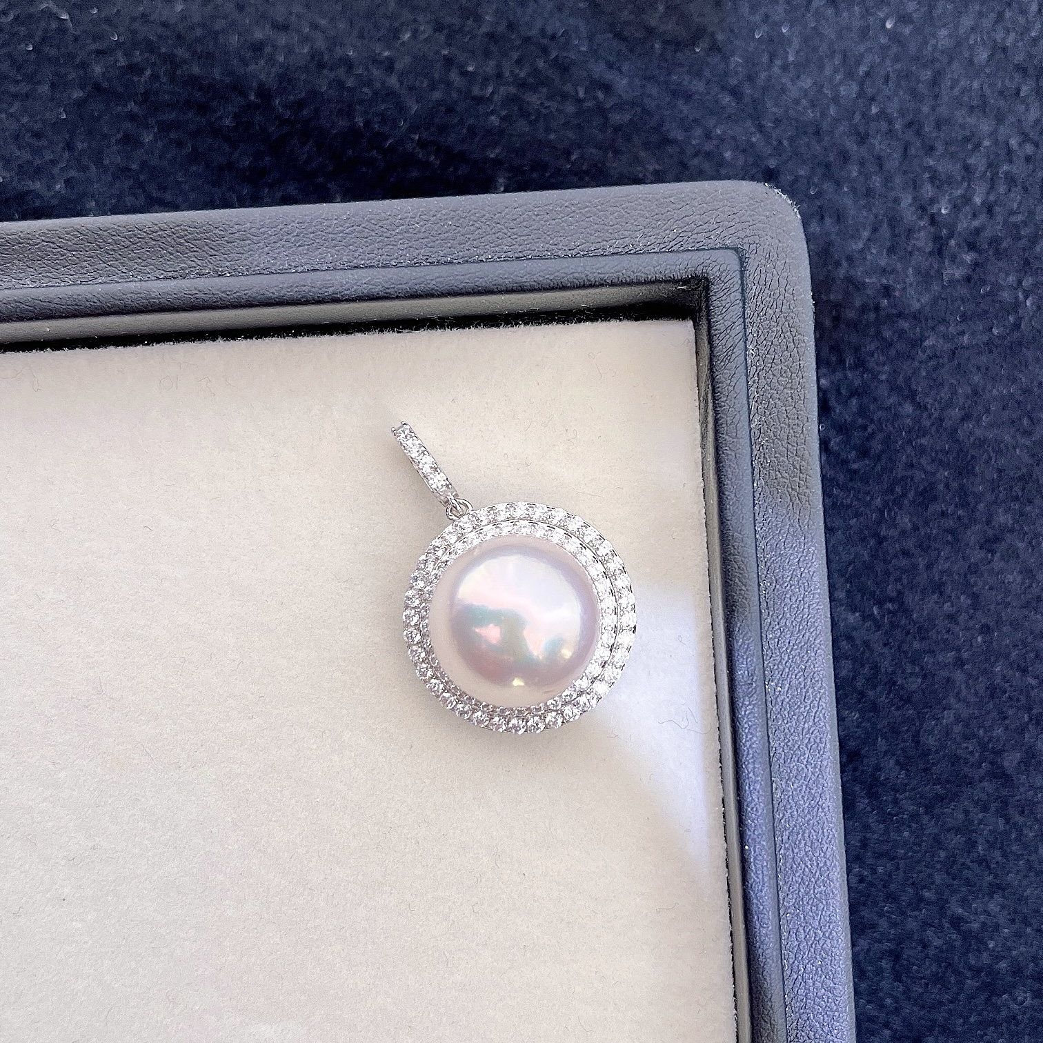 【珍珠甄选】淡水白珠设计款吊坠 15-16 S925银 S1555