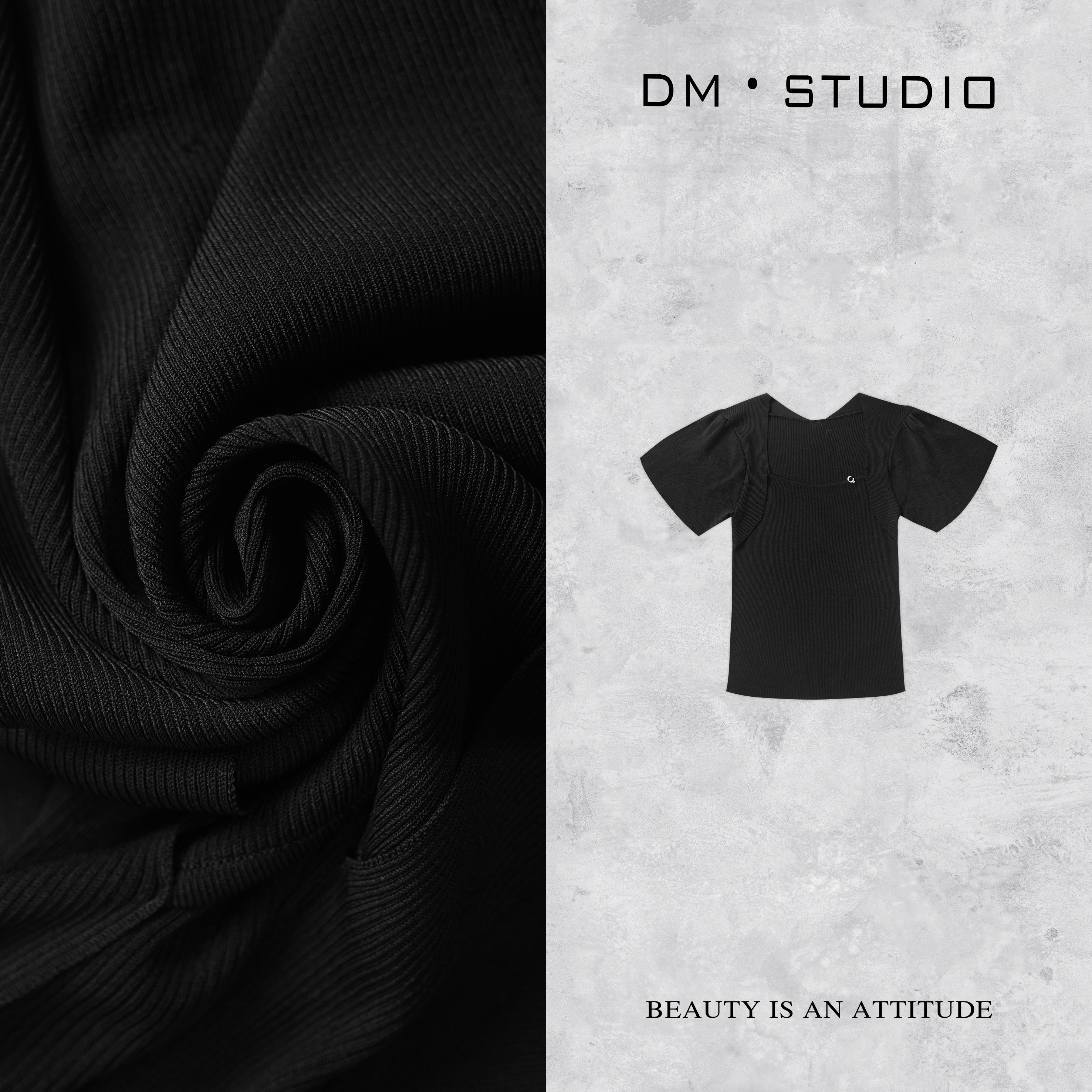 DEDM•STUDIO/极简风气质修身方领短袖针织衫上衣2505ZZS/GS25111