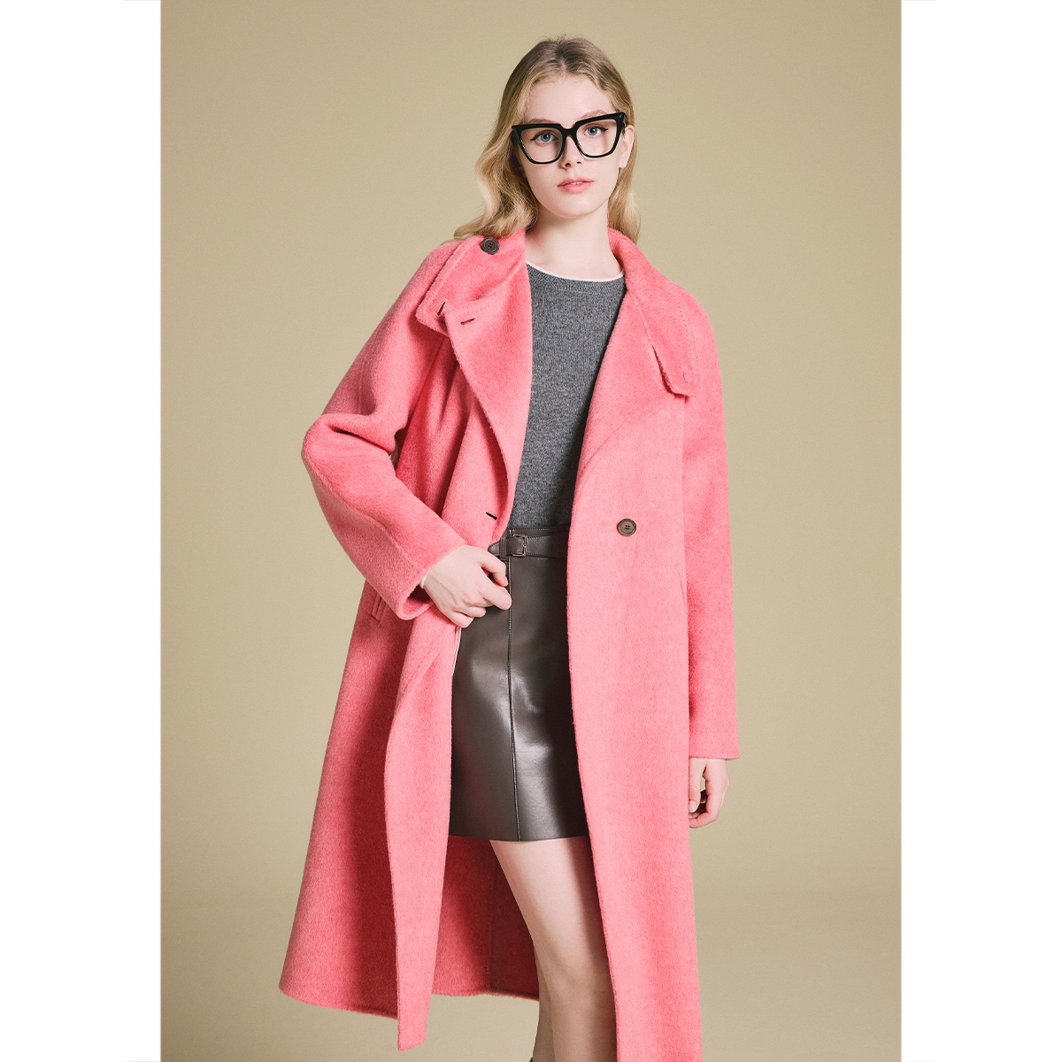 PSALTER/诗篇 2025年冬季新款骆驼绒双面尼羊毛大衣6C65580023