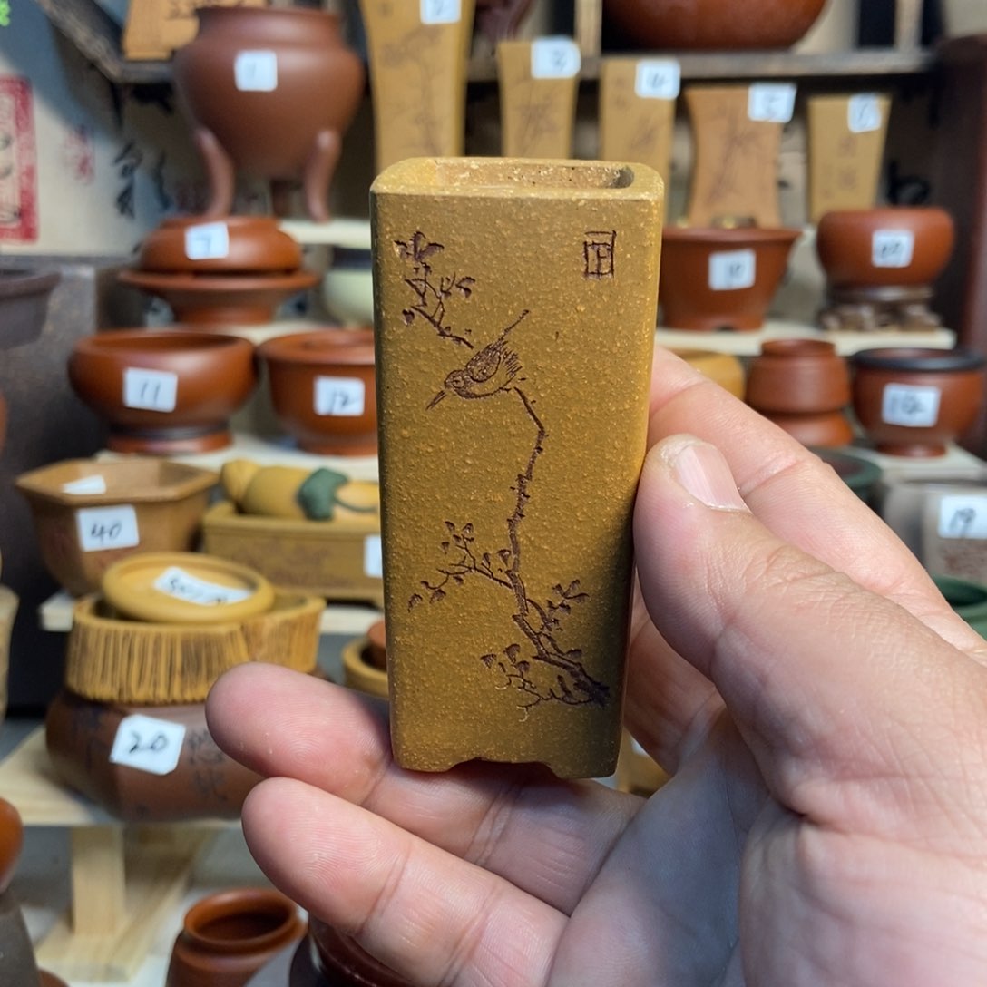 紫砂花盆苏兵，内口经尺寸3×8