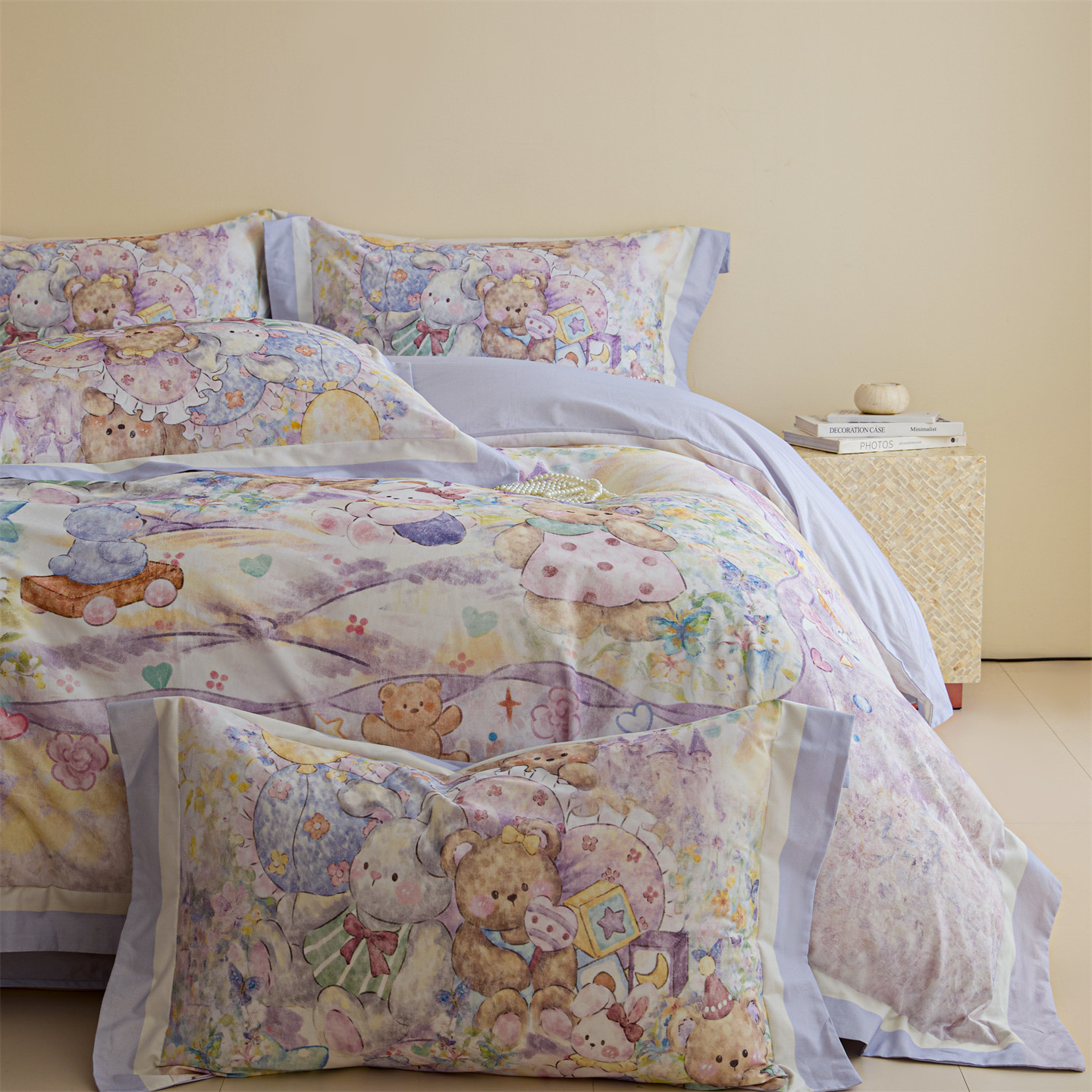 POCKET PIG/布袋猪【动物园】全棉纯棉加厚磨毛印花宽边四件套