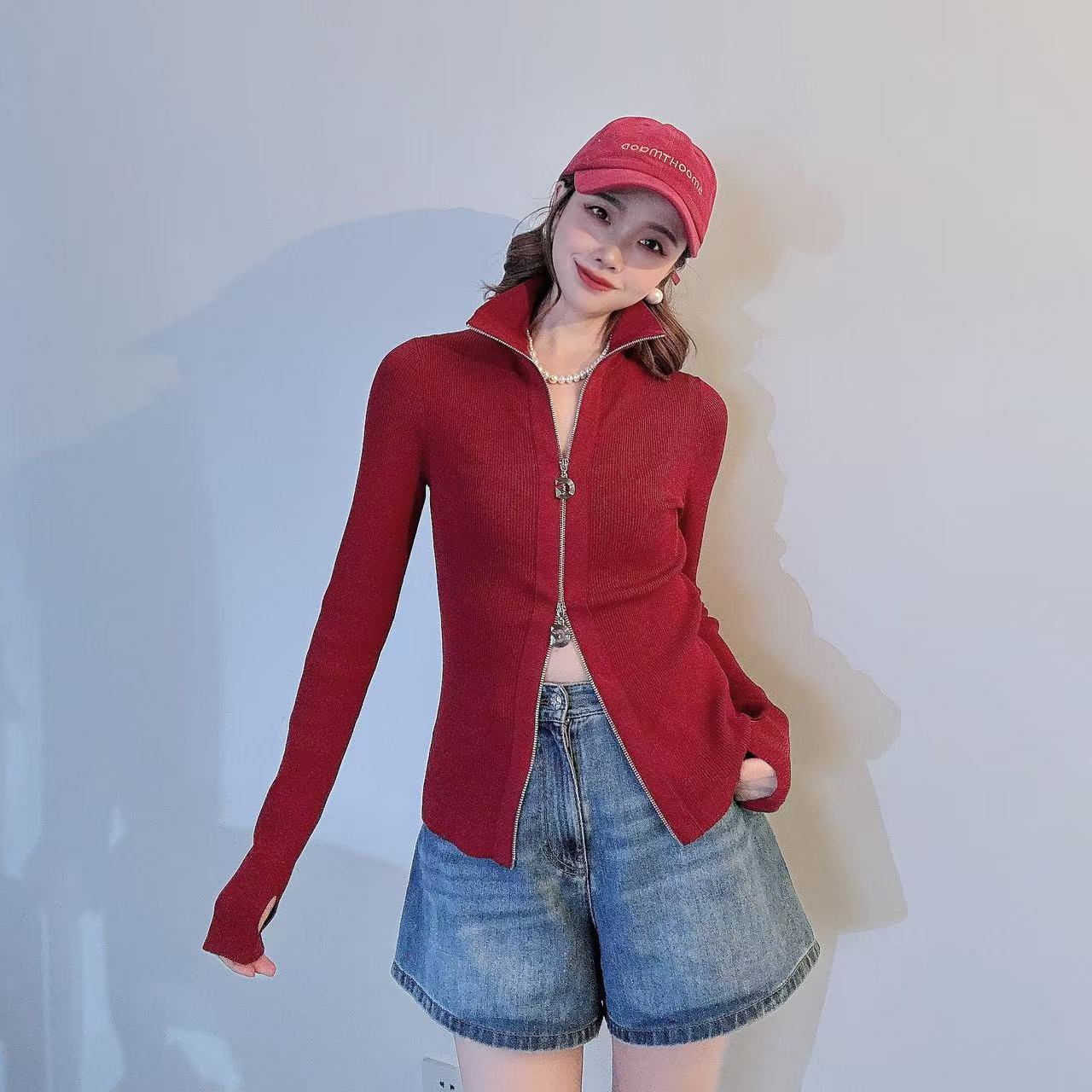 GIRDEAR/哥弟哥弟精品潮牌时髦双拉链针织上衣148019-1T34525