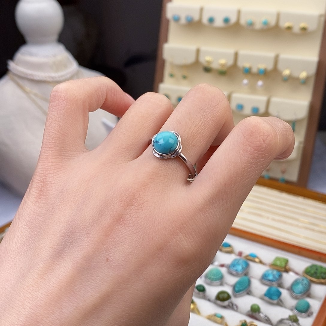 绿松石戒指银S925镶嵌