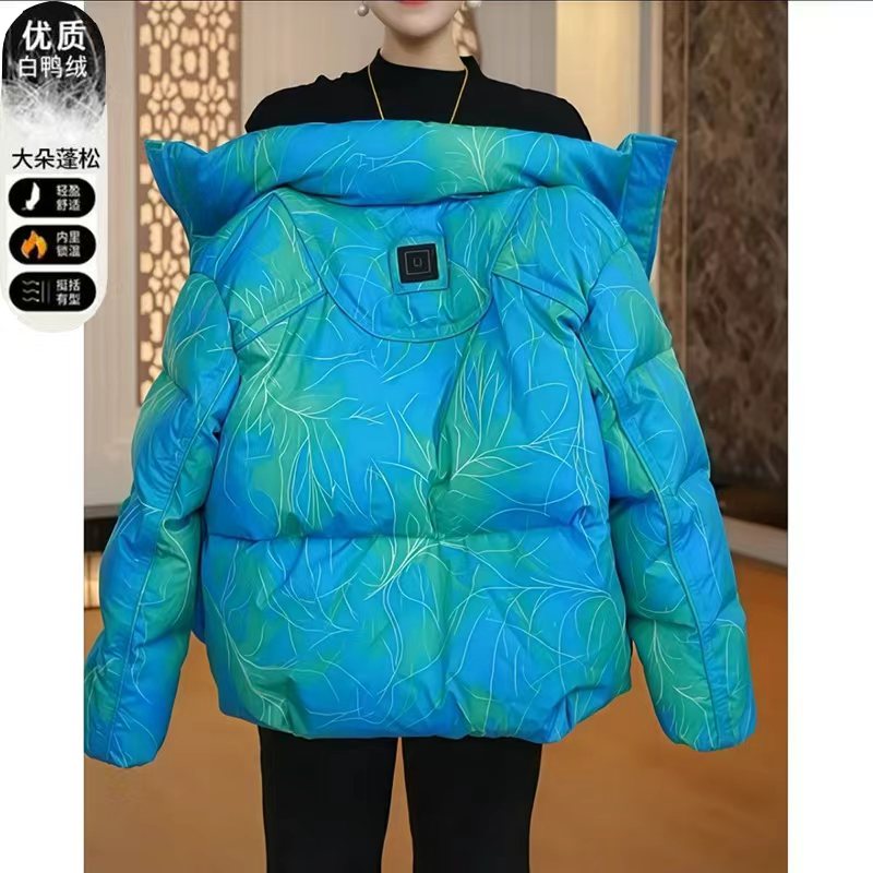 炫彩白鸭绒羽绒服女短款2025冬季新款韩版宽松时尚气质面包服外套