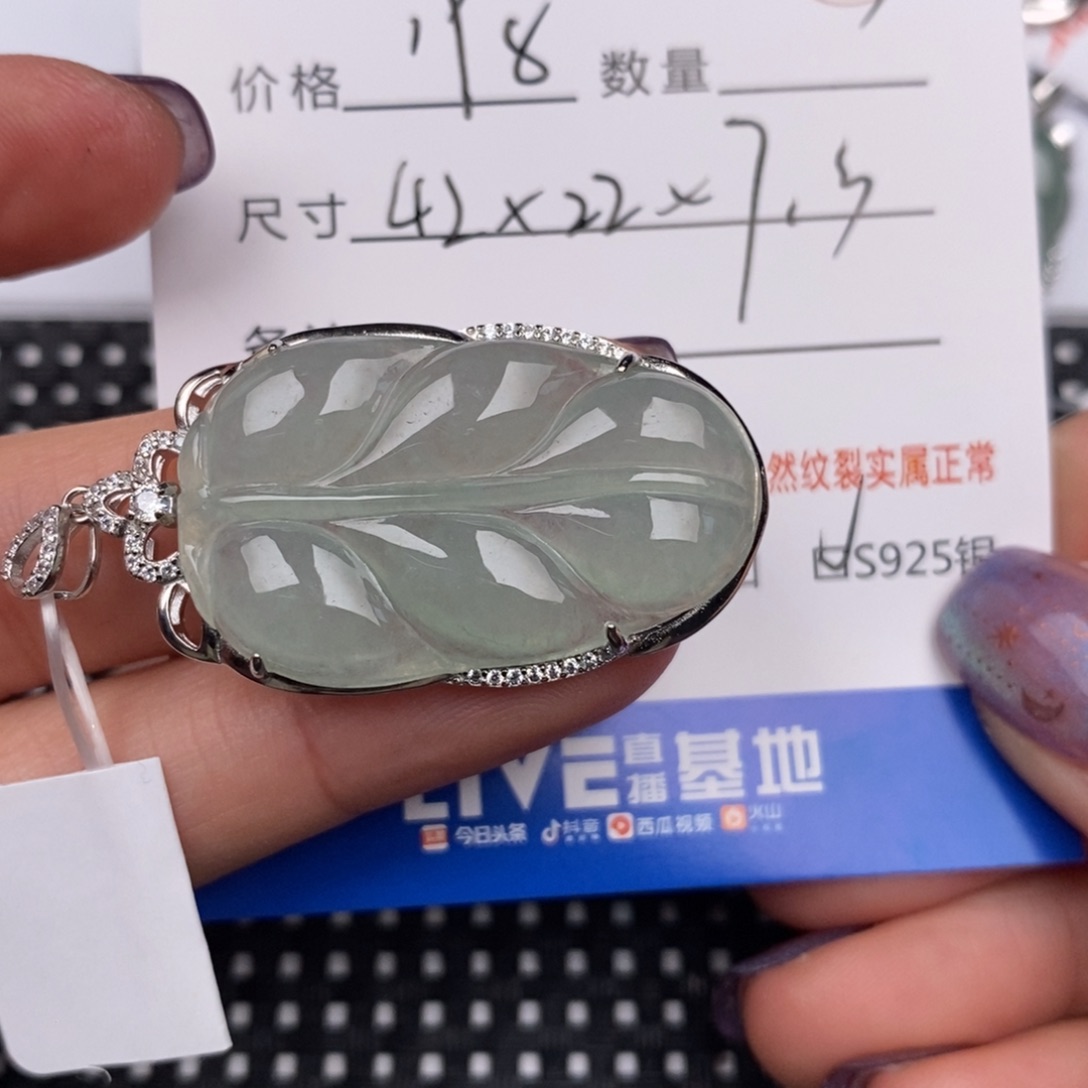 鱼***翡翠银S925镶嵌颈饰