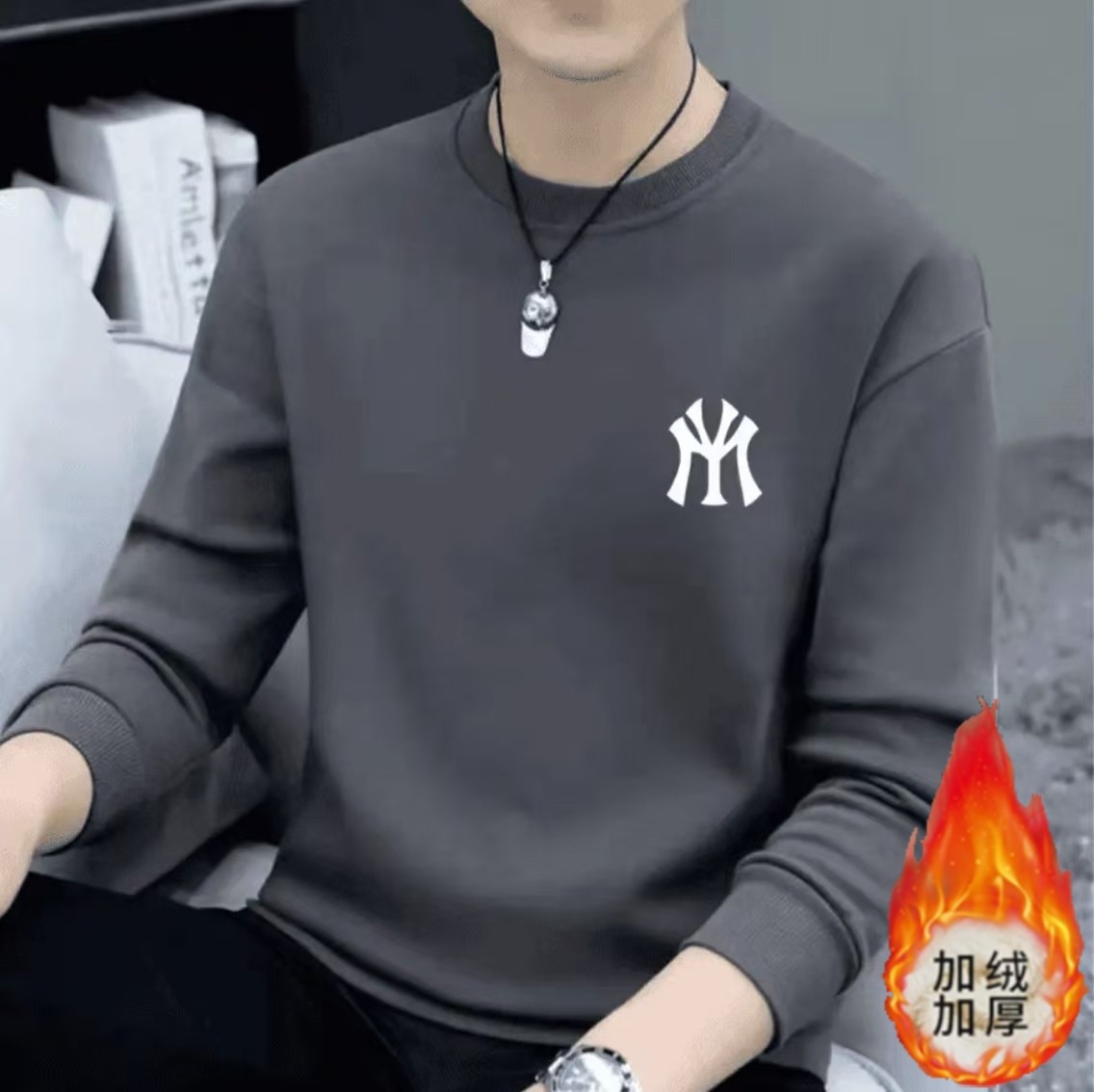 【加绒款】]2025秋冬加绒圆领长袖卫衣运动时尚简约百搭男女同款16