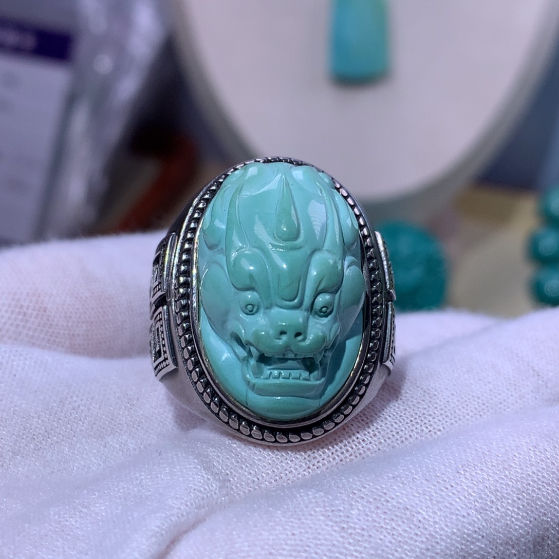 绿松石银S925镶嵌珠宝奇石10