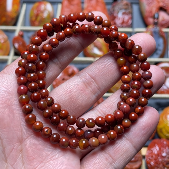 玛瑙/玉髓战国红多圈手链未镶嵌