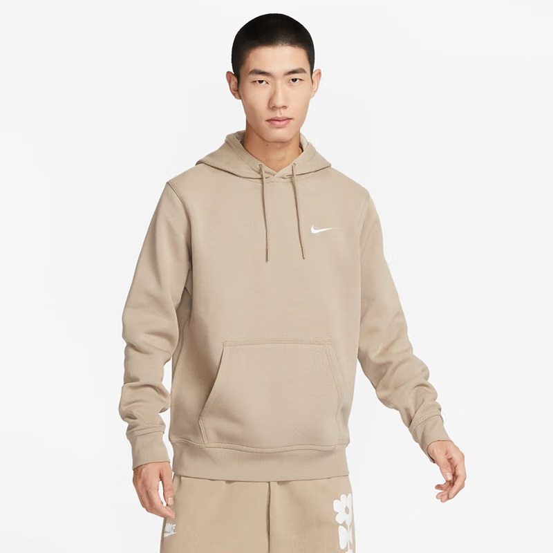 Nike耐克男子加绒连帽套头衫春秋休闲卡其色针织卫衣623453247