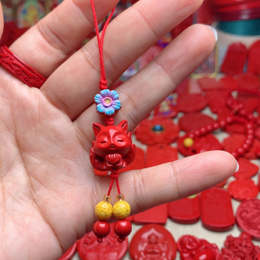 天然辰砂工艺品朱砂手机坠
