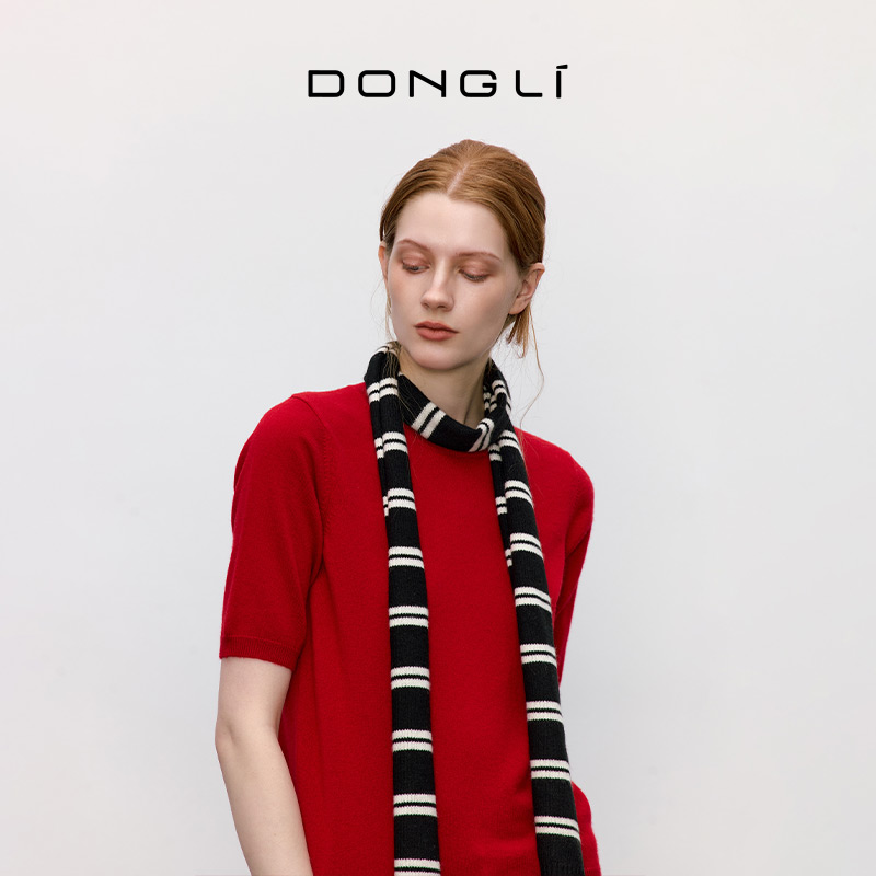 东黎 山羊绒 童心未远-琴键 流光风秋冬女士条纹潮牌时尚围巾5399