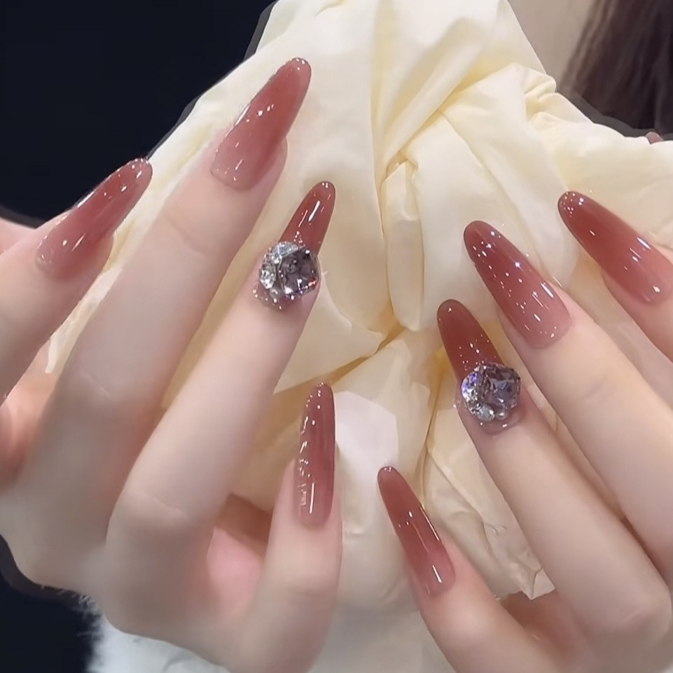 【烟熏玫瑰】穿戴甲美甲款式推荐2025爆款美甲高质量穿戴美甲饰品