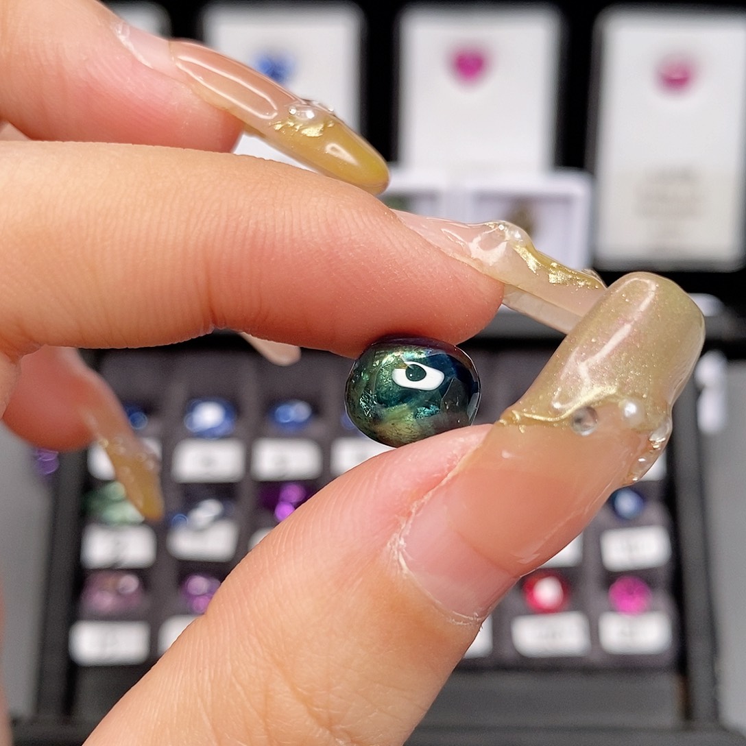 蓝宝石裸石未镶嵌1437号5.67ct蛋面蓝宝火彩多样