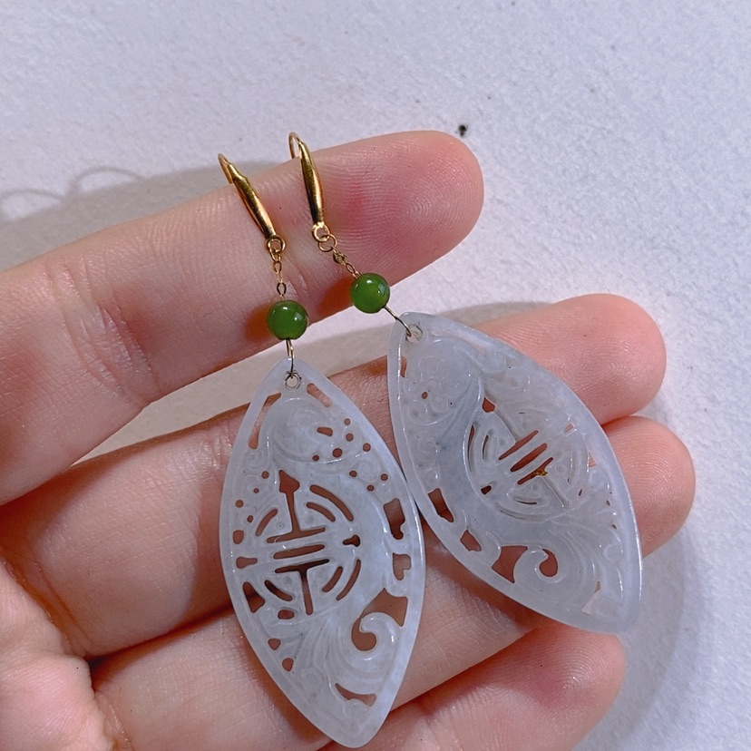 【闪购商品】18K金镶嵌翡翠耳饰