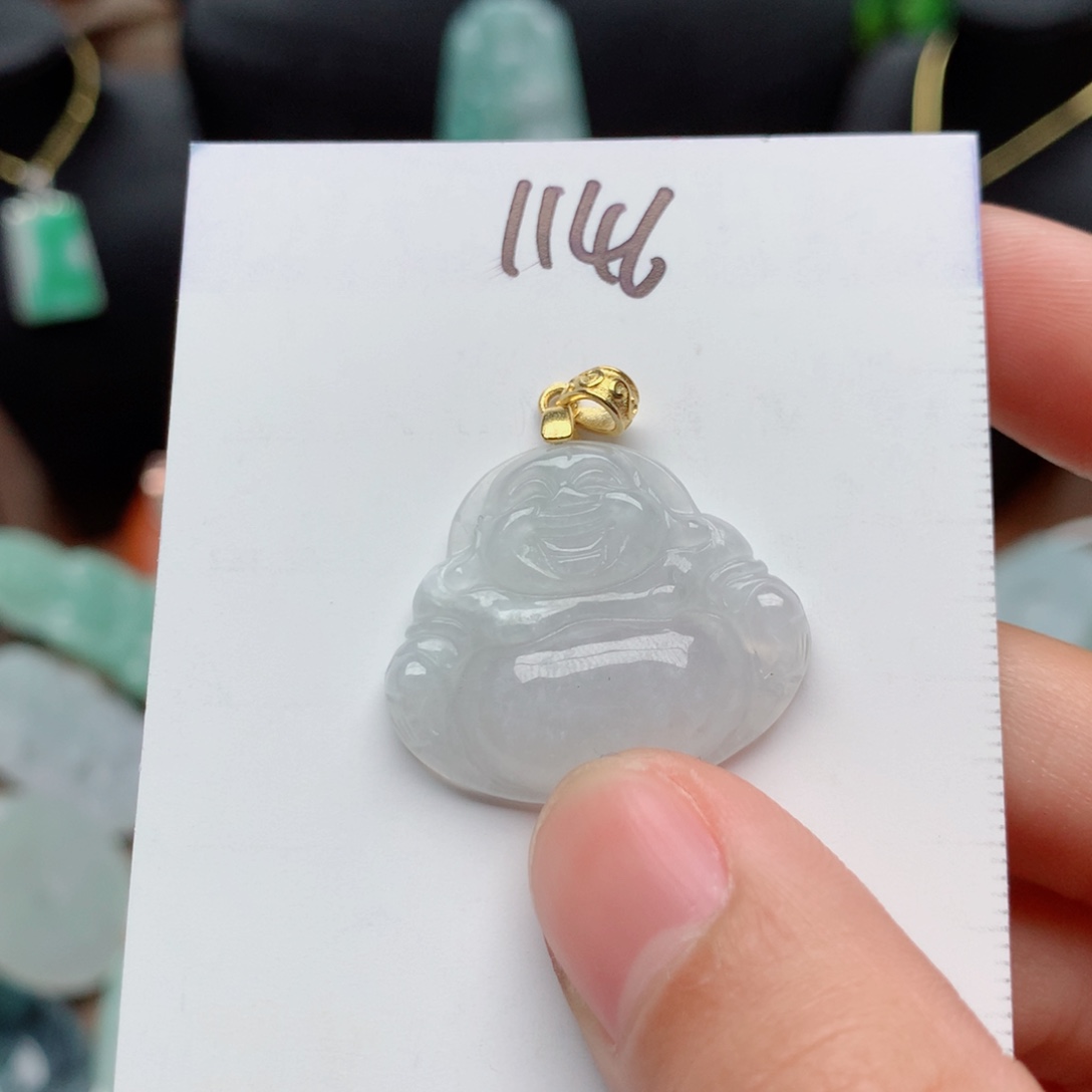 翡翠颈饰银S925镀金镶嵌吊坠