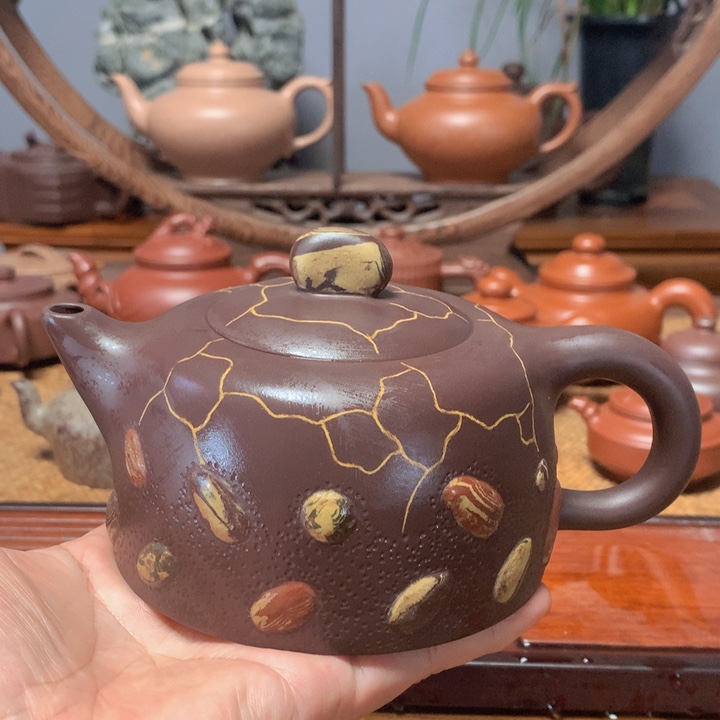 紫砂茶壶雨花石400cc