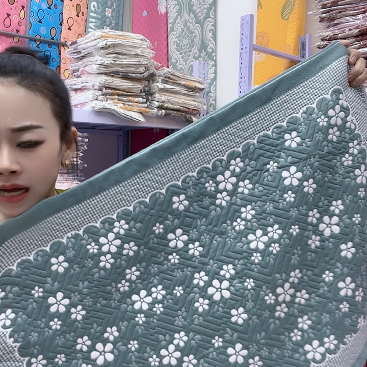 棉绿色雪花纯棉面料