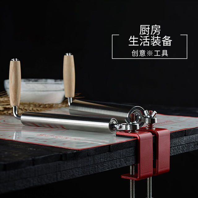 304不锈钢单手省力擀面杖滚轴饺子皮擀面棍居家商用高效率擀面棍