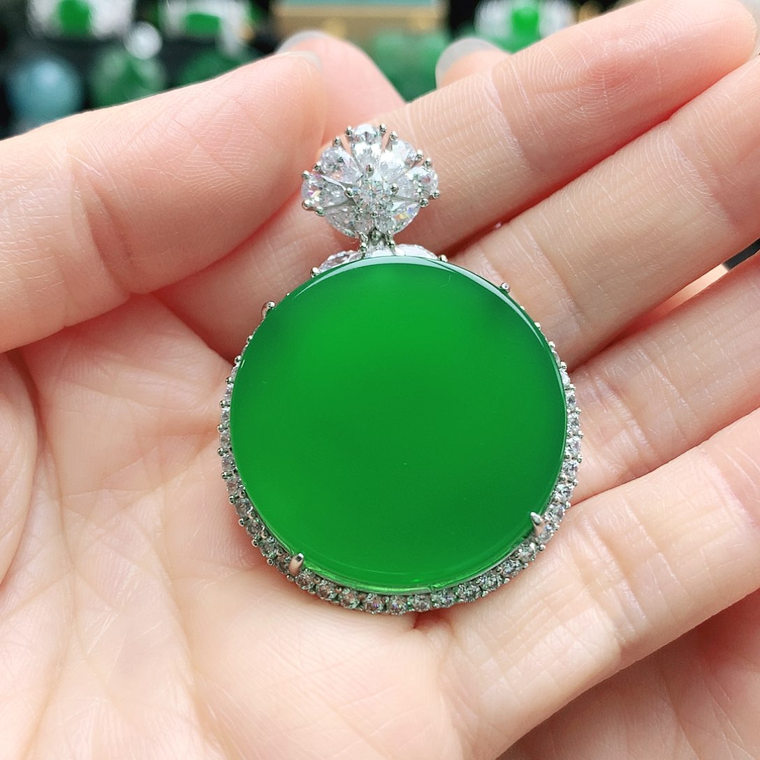 玛瑙/玉髓吊坠银S925镶嵌