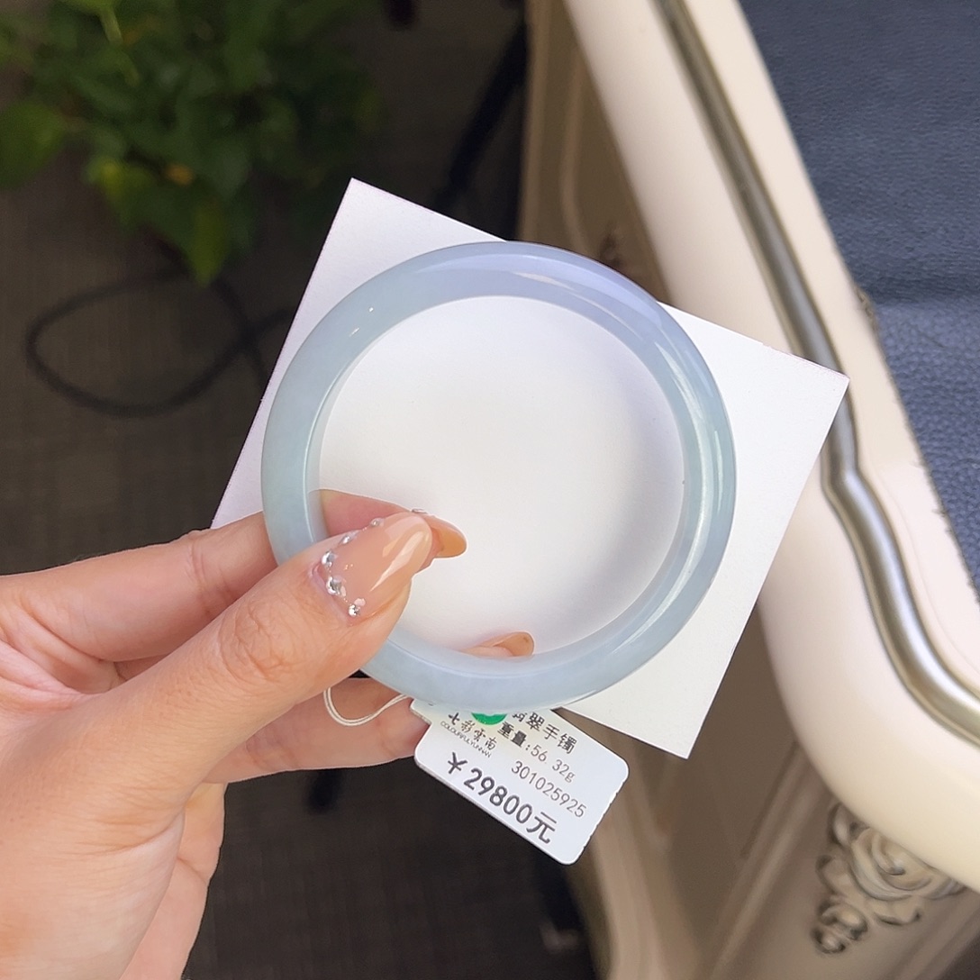 翡翠未镶嵌手镯59冰紫