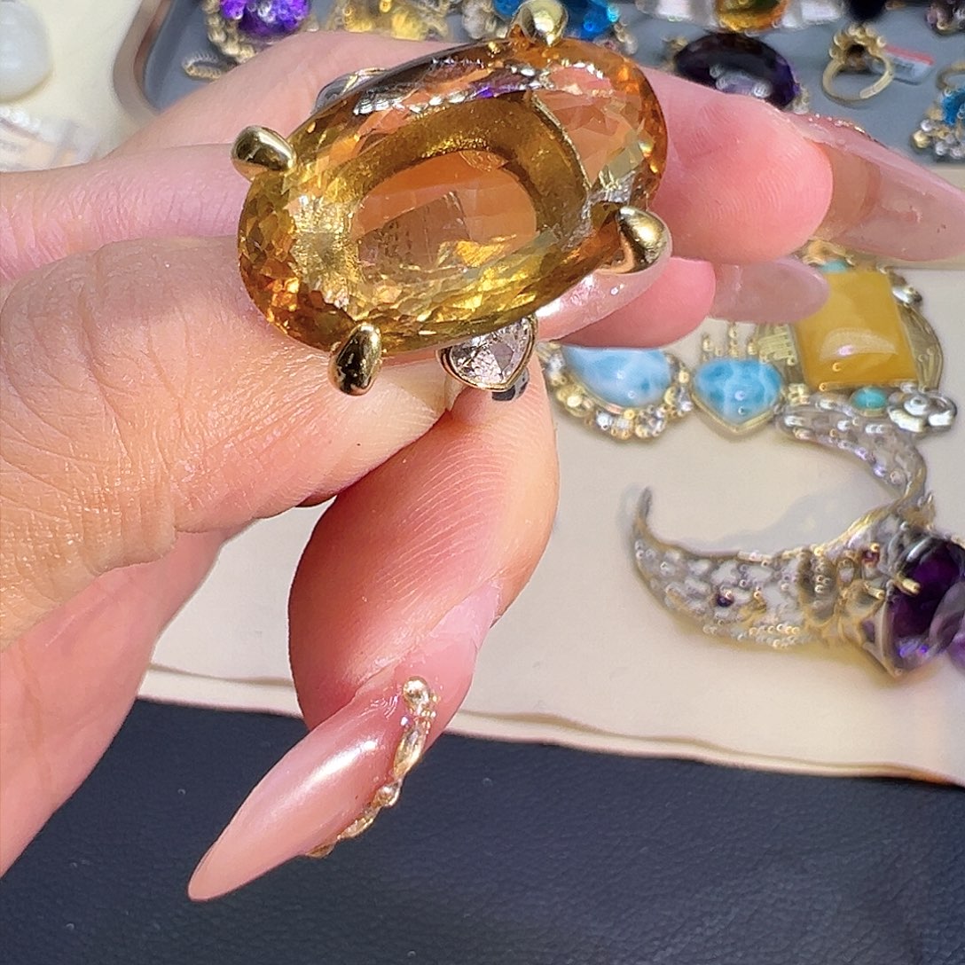 黄晶珠宝半成品银S925镶嵌