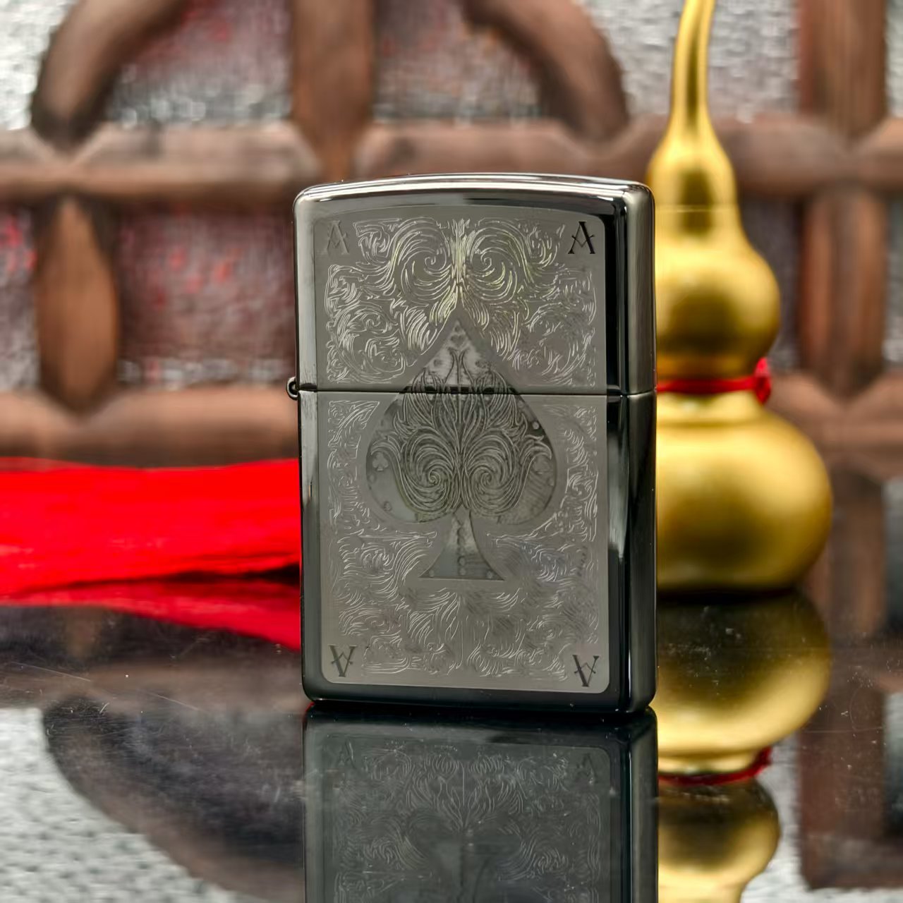 ZIPPO/之宝打火机煤油  暗花黑桃A正版防风男生礼物高级奢华