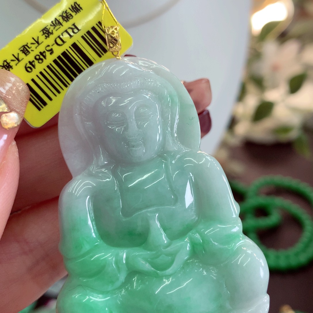 翡翠吊坠(不含链)18K金镶嵌