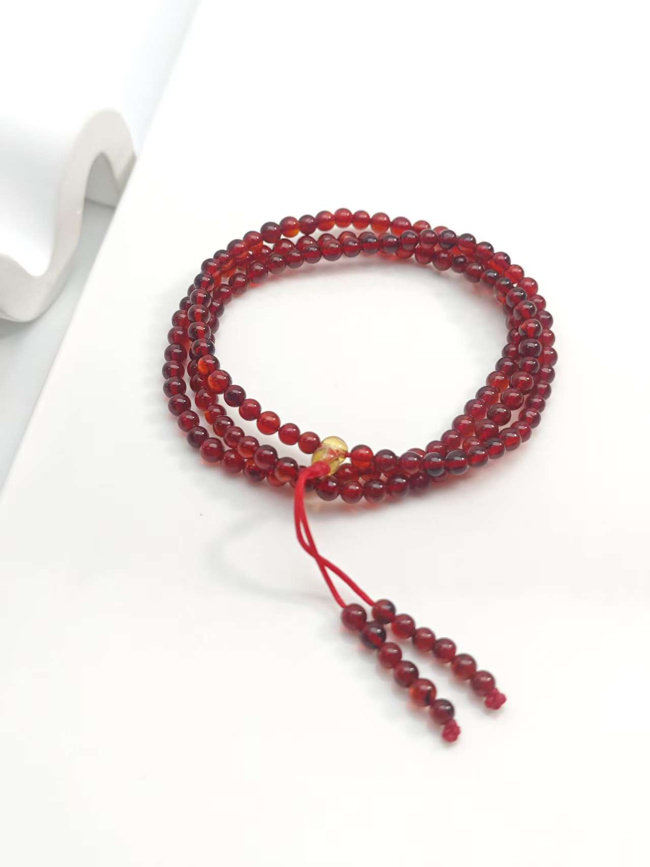 4mm全净水浅酒红色血珀108多圈SDXP3704（多样性发其一）