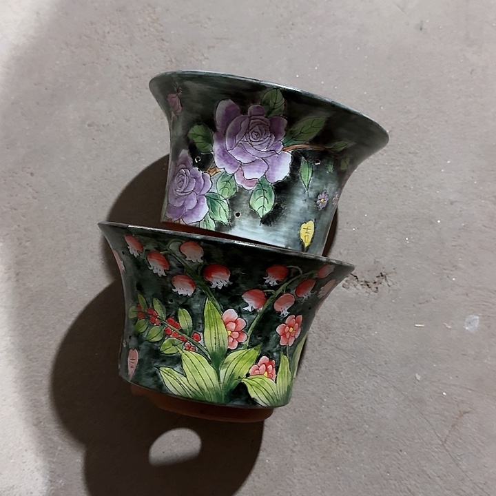 紫砂花盆大*狮文姐花盆