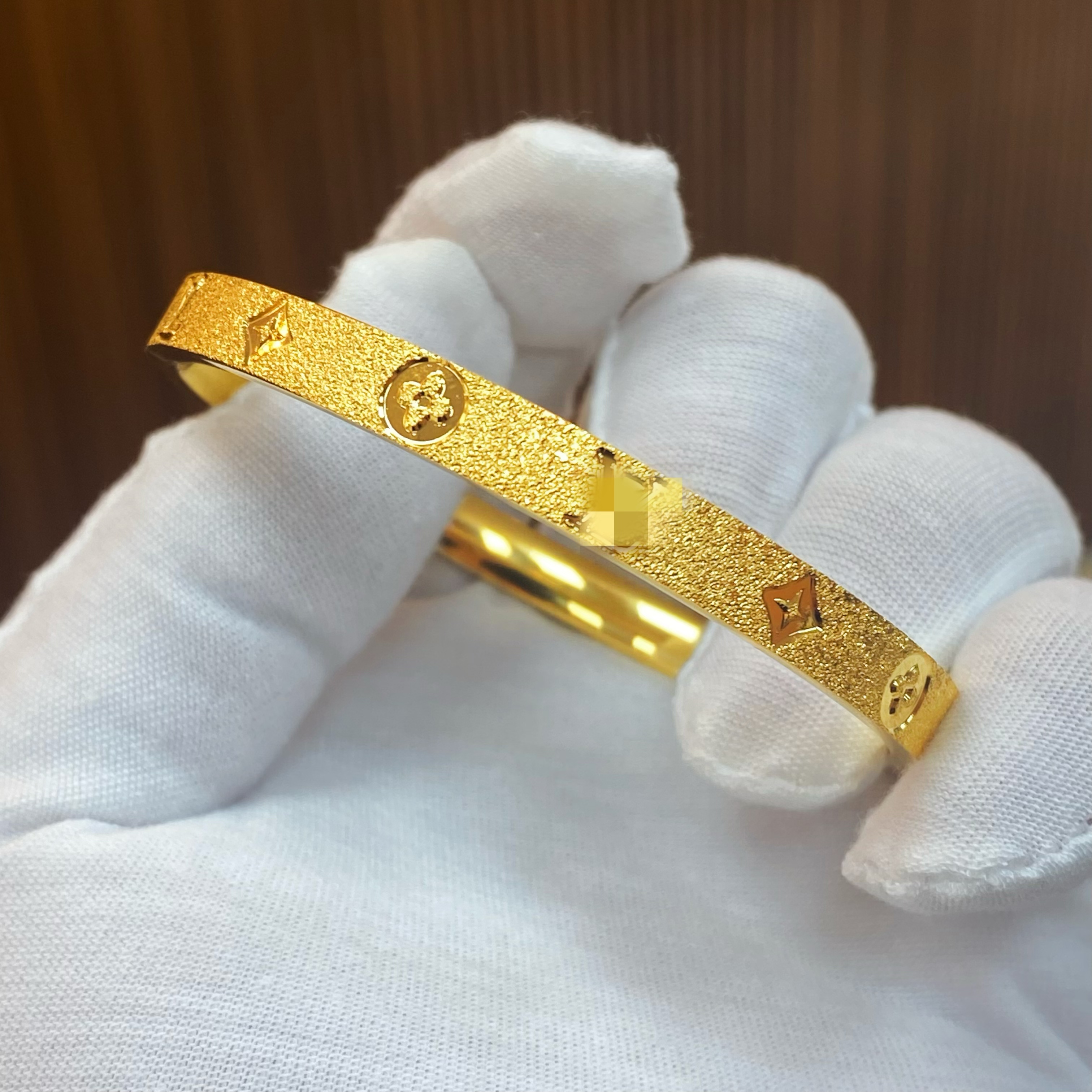 合金手镯 高版L驴家满天星老花手镯手工雕花
