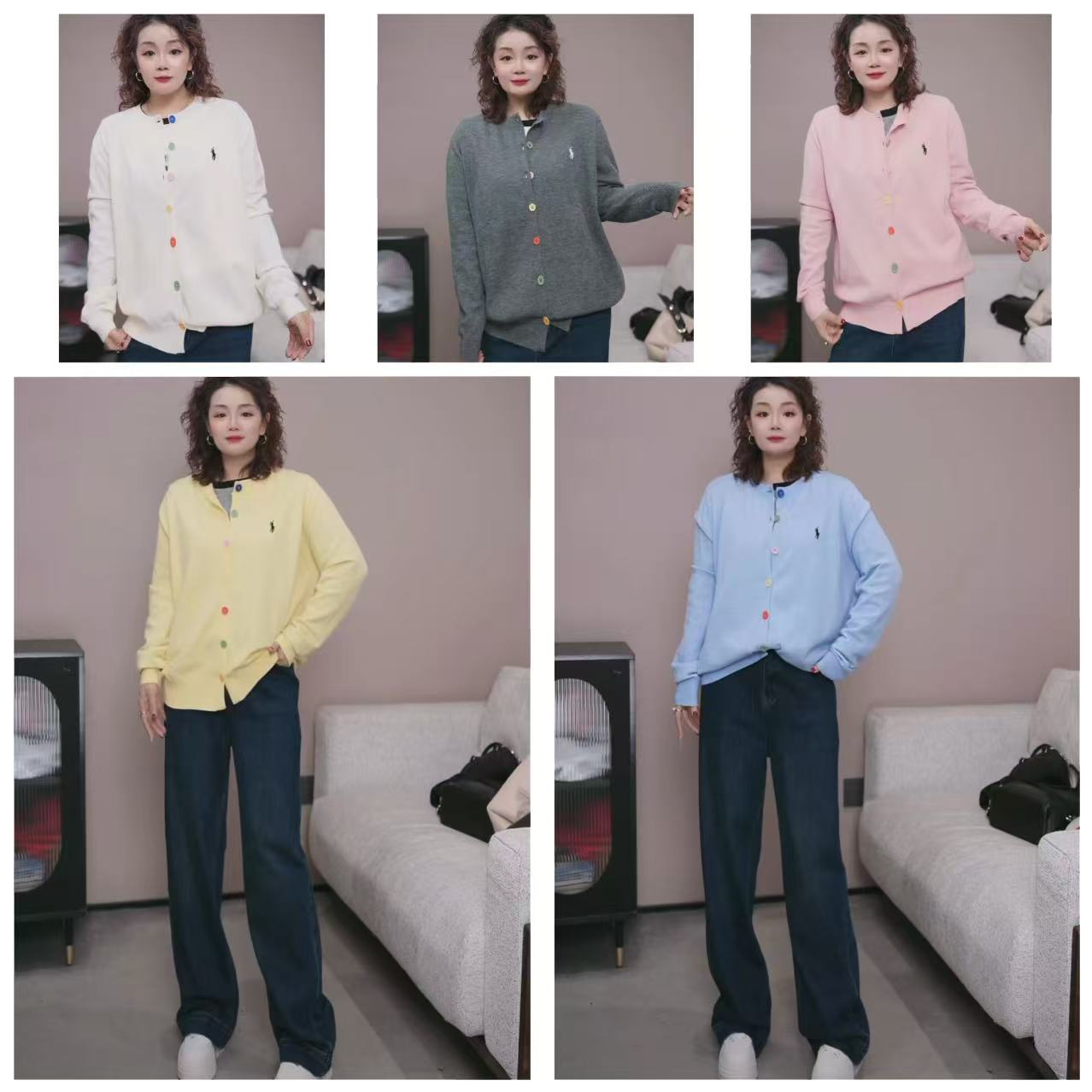 定制【糖果系彩扣超细羊绒衫】开衫 QY 2301【No退换】瑕疵品