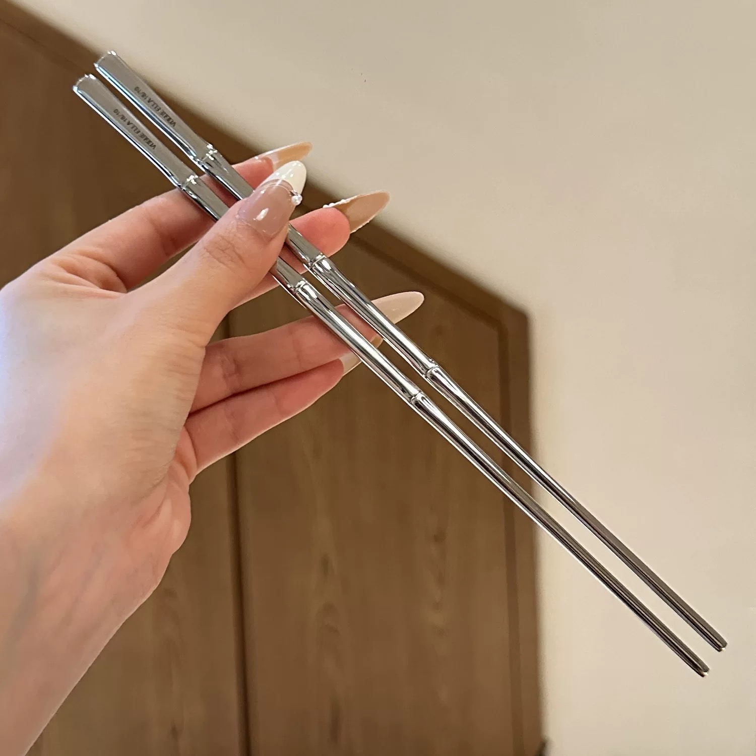 *老板娘家里自用*筷子韩国餐加长实心扁筷1810不锈钢高档个人烤肉