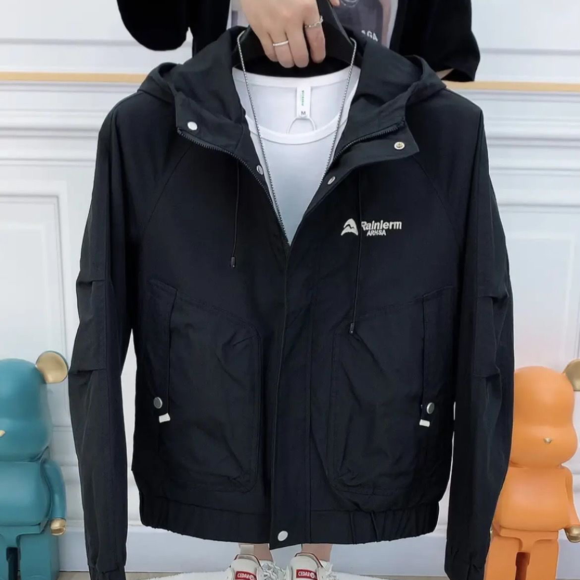 外套男款春秋季新款美式复古连帽工装夹克潮牌网红个性上衣服休闲