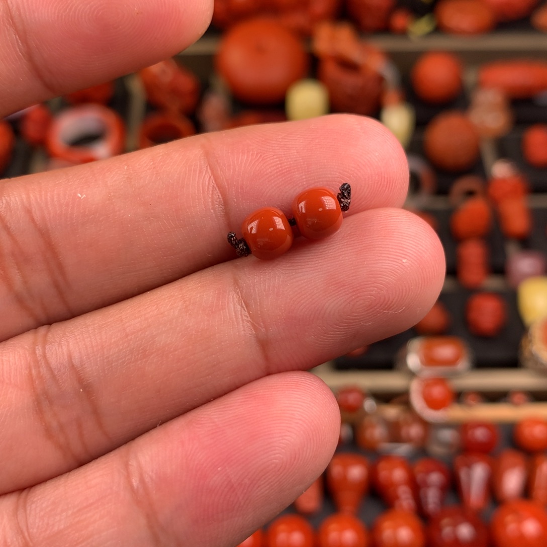 南红玛瑙未镶嵌精工老型对珠6