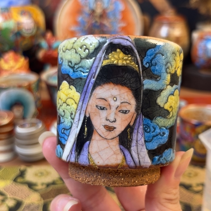 志野柴烧观音杯杯