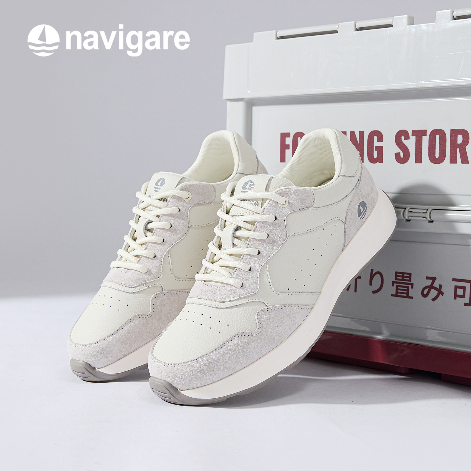 Navigare意大利小帆船男鞋2025年秋季增高皮革拼接时尚休闲鞋