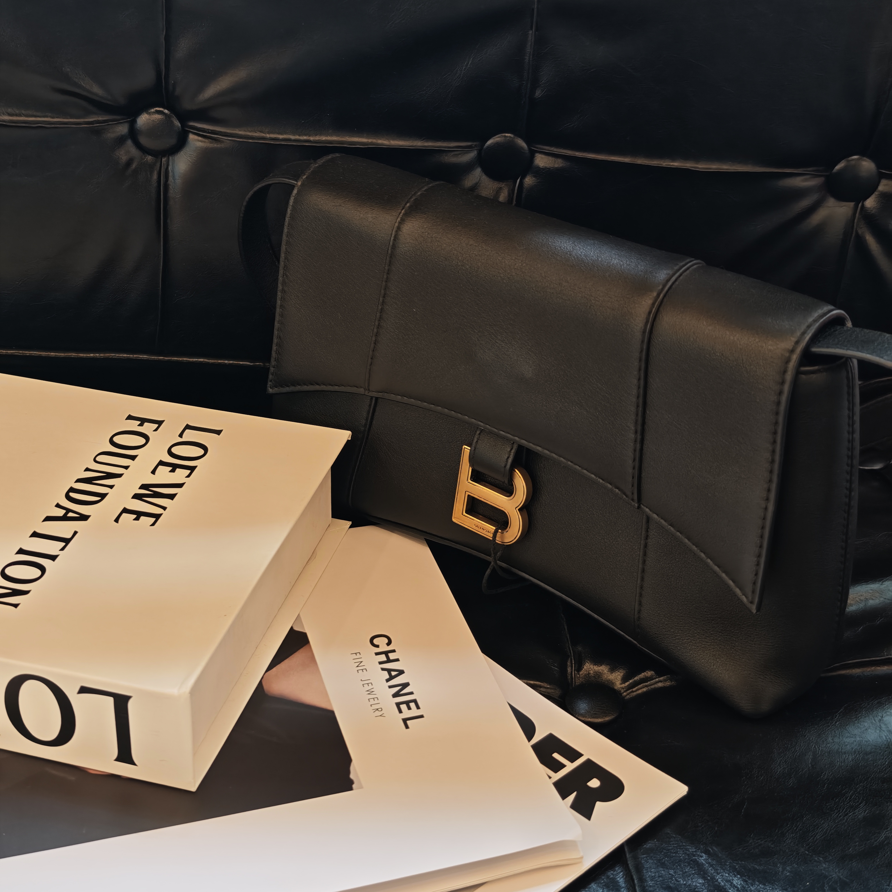 99新 Balenciaga/巴黎世家 黑金沙漏单肩包