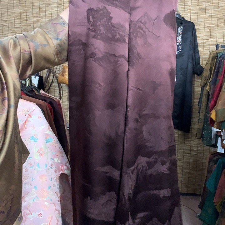 T***毛紫檀色香云纱阔腿裤3XL