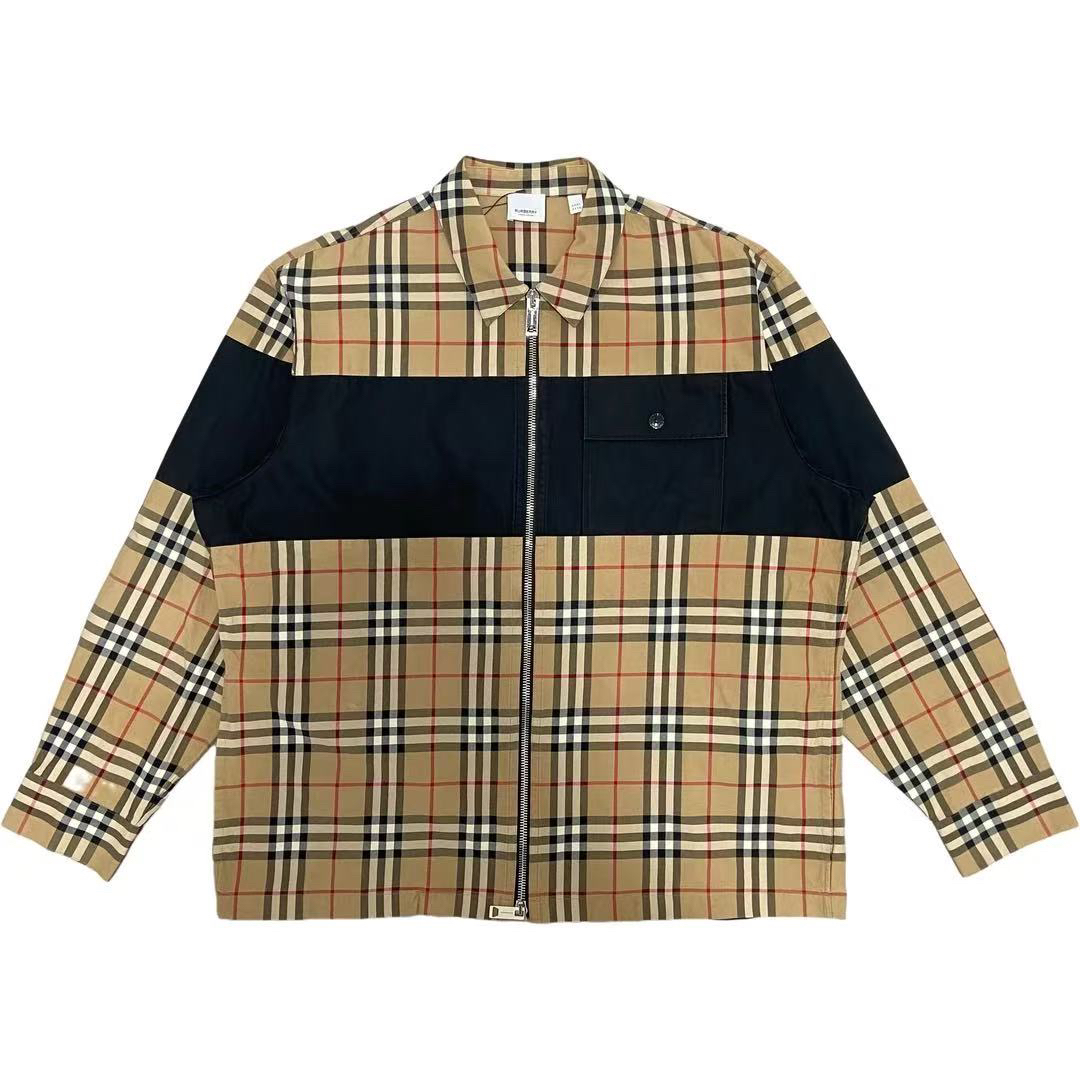 未使用 BURBERRY/博柏利 拼色格纹拉链外套XXL码