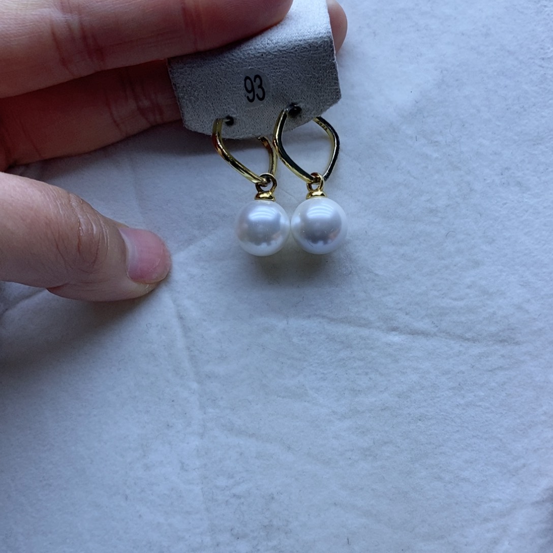淡水珍珠耳饰银S925镶嵌93