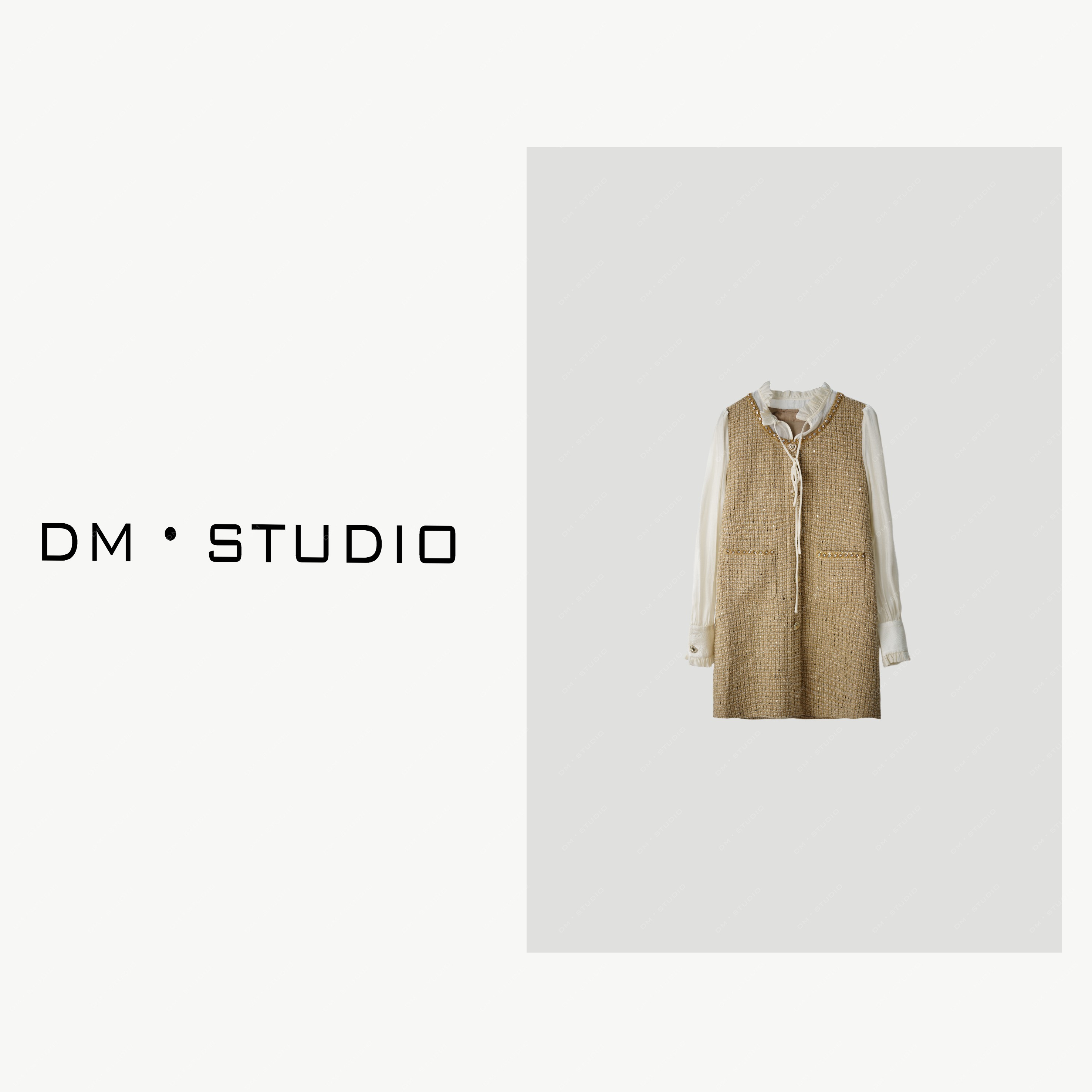 -DM•STUDIO/法式静奢千金风粗花呢小香风连衣裙（2024AW7163L）