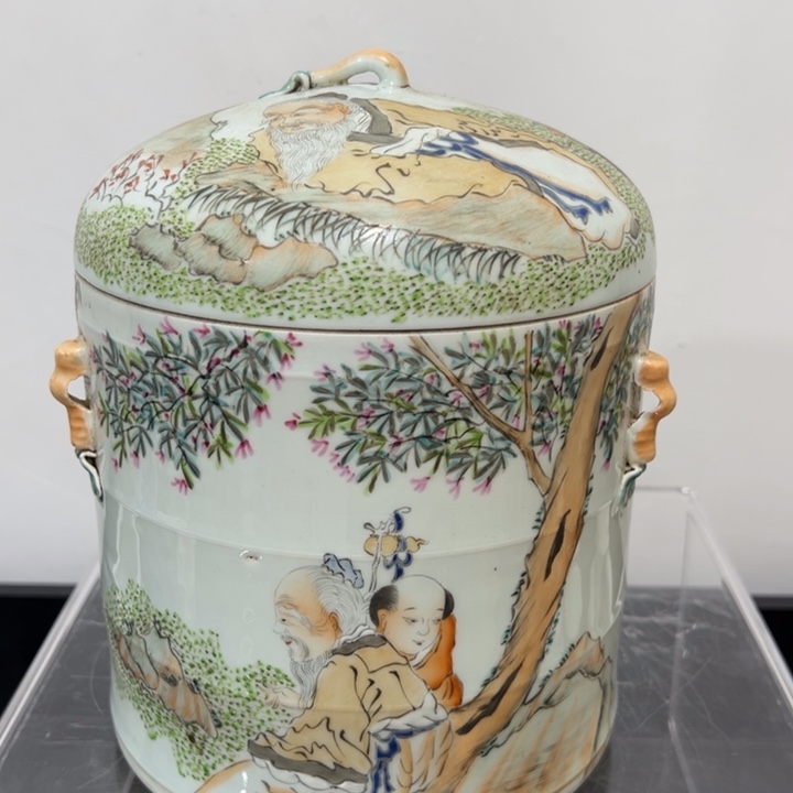 淘***乐浅降彩老头童子大罐