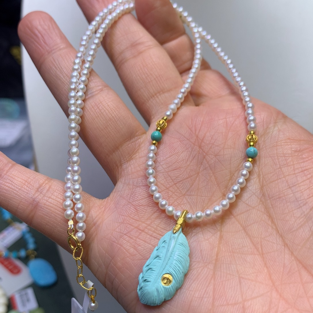 绿松石项链18K金镶嵌